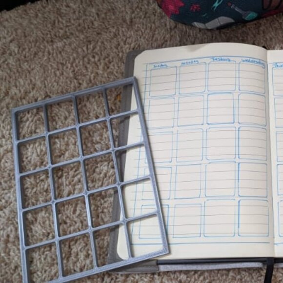 Calendar Grid for Planners and Journals 5x7 Stencil Tracing Template - Picture 1 of 3